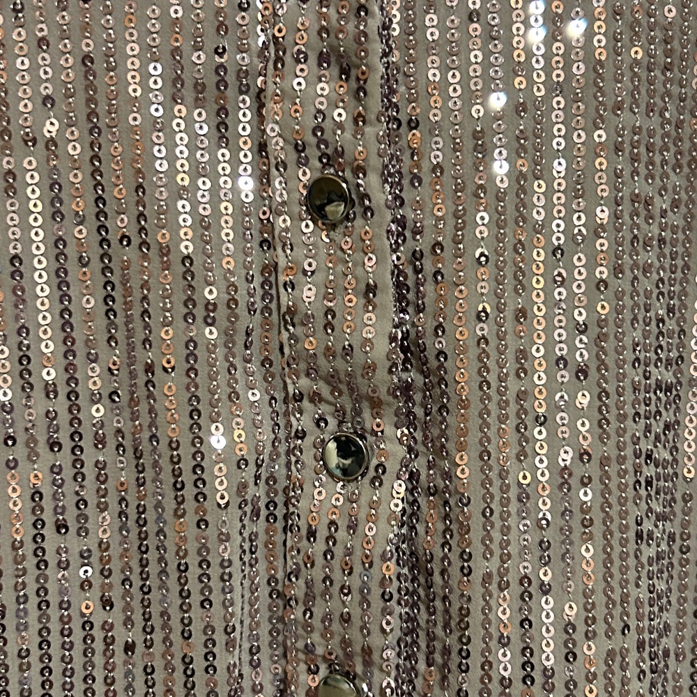 NWT! Women's Anthropologie Maeve Bettina Tiered Sequin Shirt Dres XSP - Picture 9 of 13